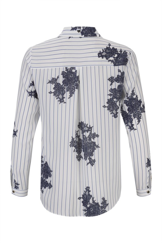 Shirt blouse with stripes and flowers