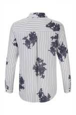 Shirt blouse with stripes and flowers