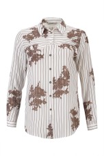 Shirt blouse with stripes and flowers