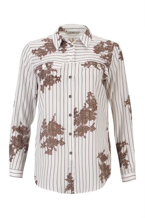 Shirt blouse with stripes and flowers