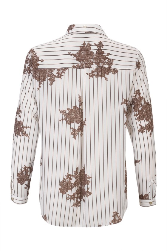 Shirt blouse with stripes and flowers