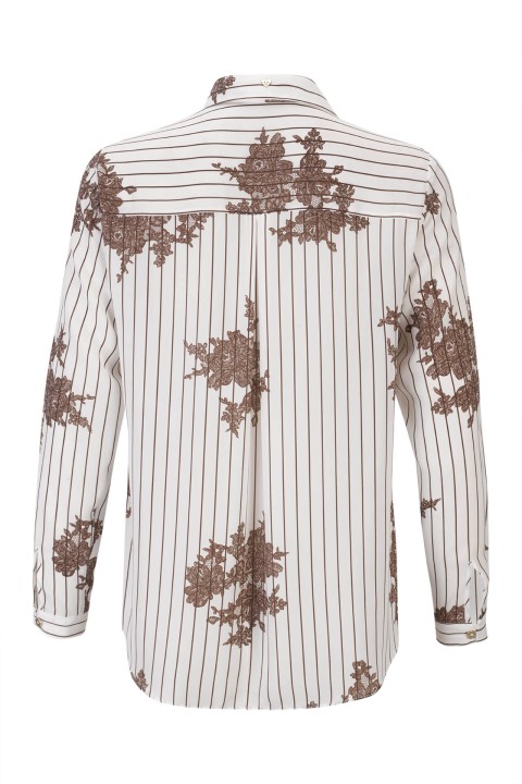 Shirt blouse with stripes and flowers