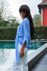 Blouse with side bow