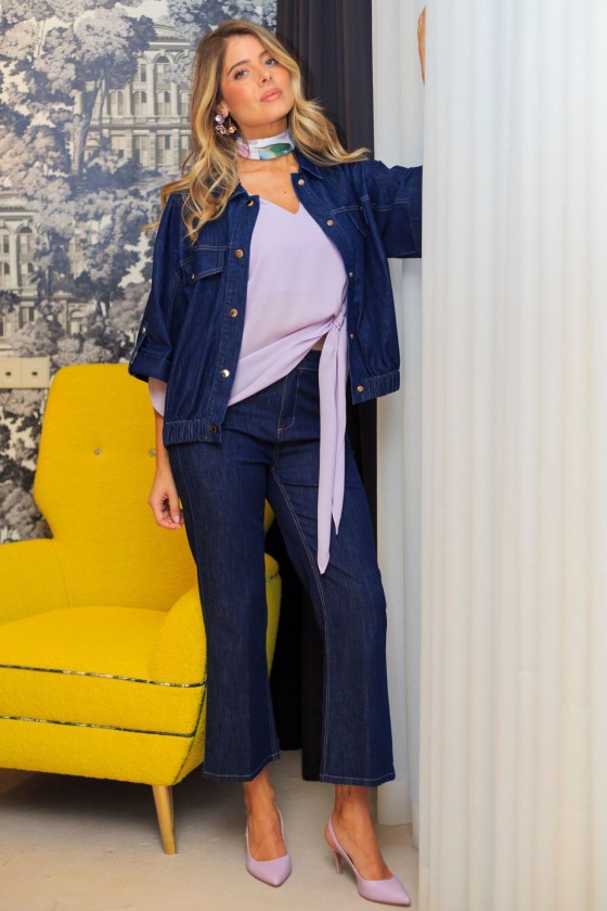 Blouse with side bow