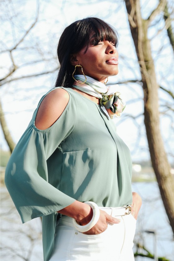 Túnica mangas com abertura