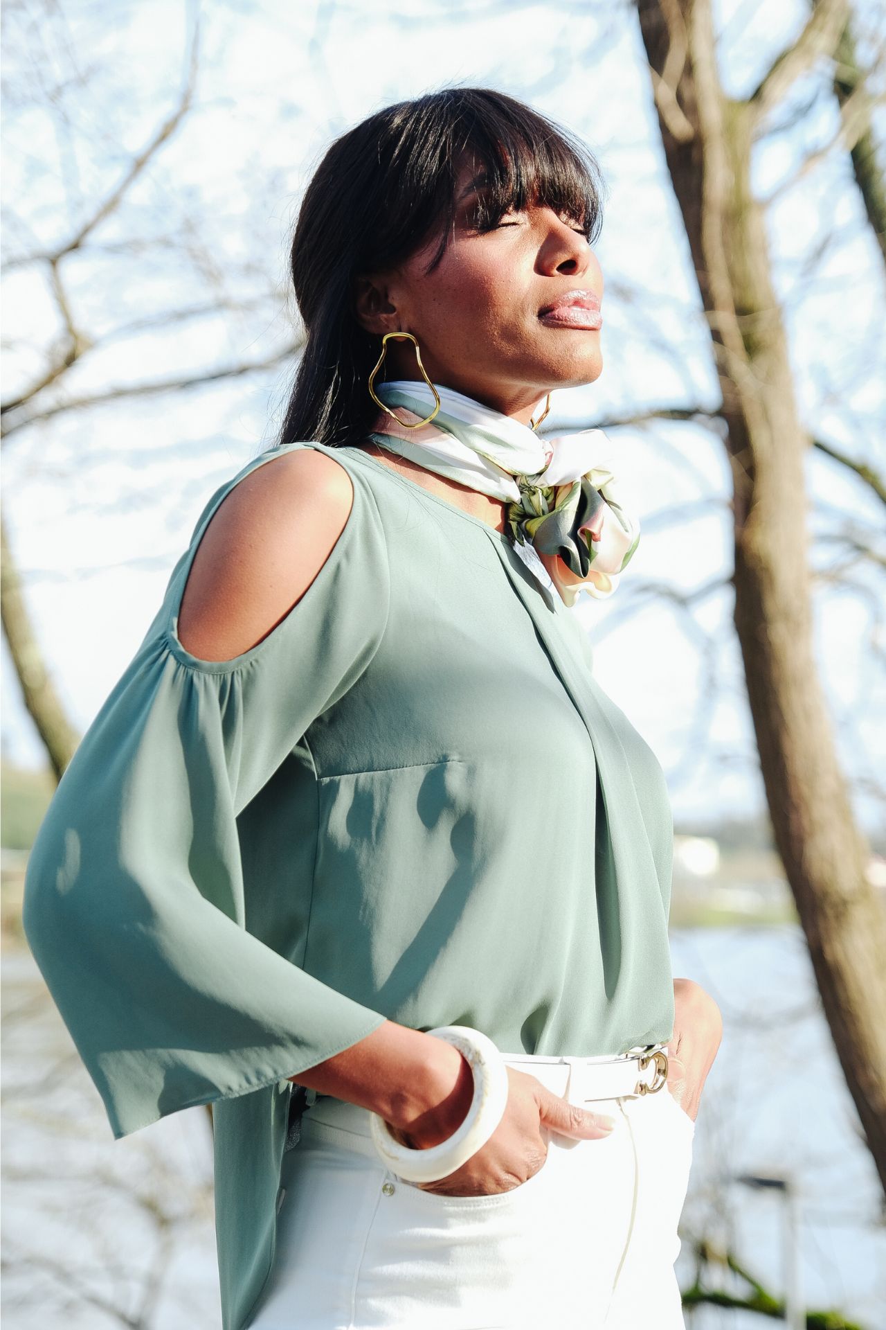 Túnica mangas com abertura