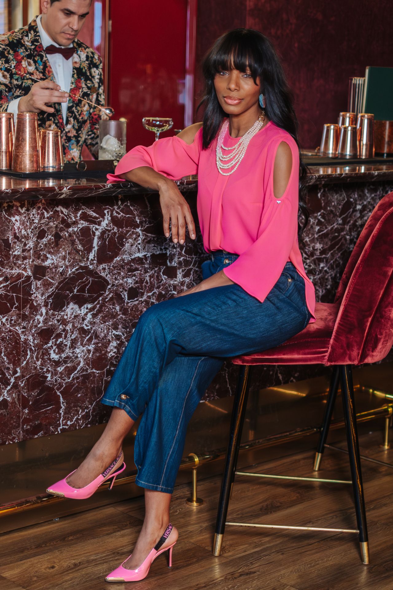 Túnica mangas com aberturas