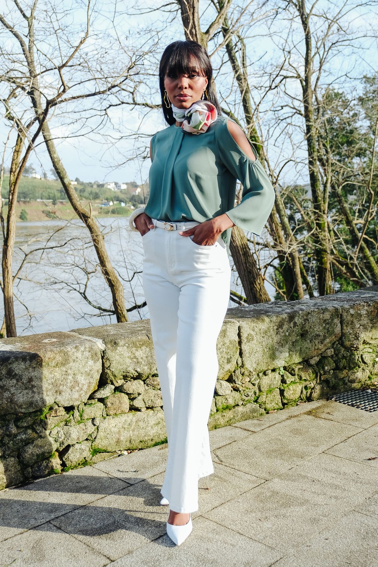 Túnica mangas com abertura