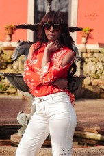 Túnica mangas com abertura