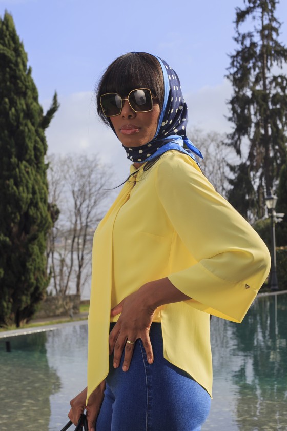 Túnica gola fita ajustável