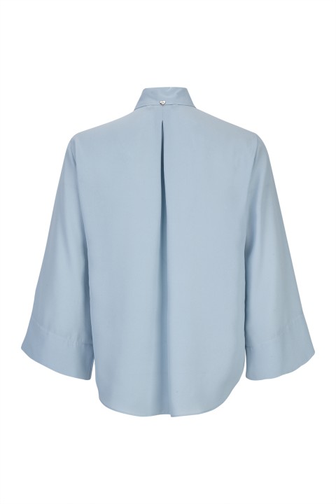 Adjustable ribbon collar blouse