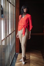 Blouse with side bow