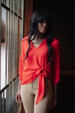 Blouse with side bow