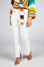 Straight-cut trousers with eyelets 