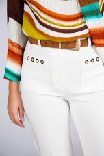 Straight-cut trousers with eyelets 