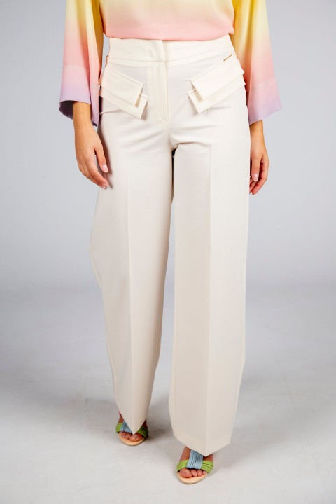 Trousers with double front flap