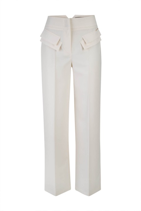 Trousers with double front flap