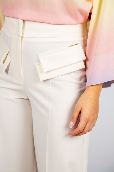 Trousers with double front flap