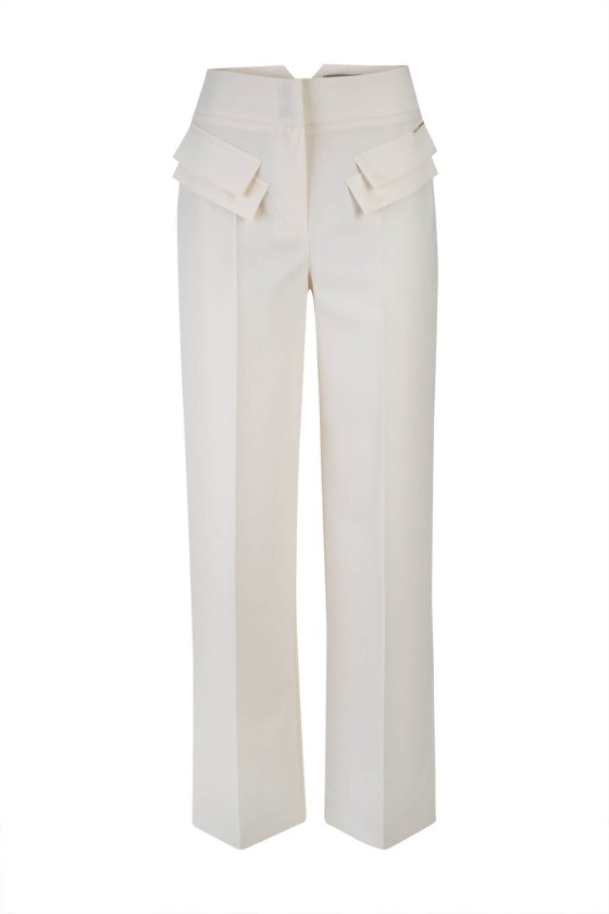Trousers with double front flap