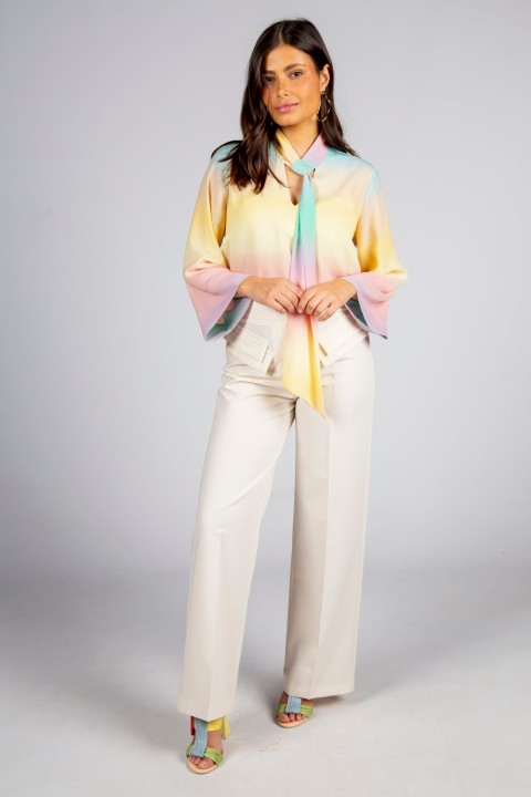 Trousers with double front flap