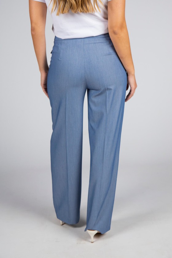 Trousers with double front flap