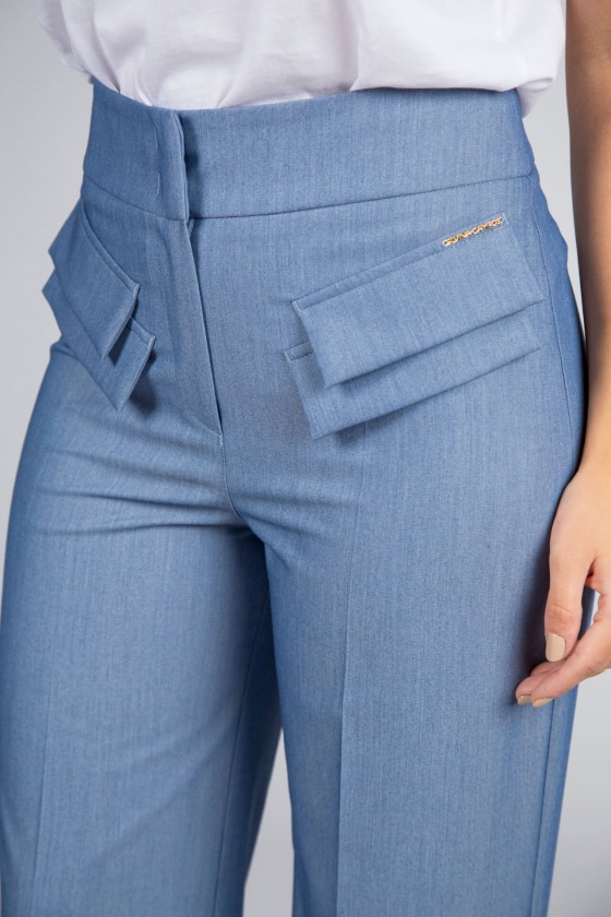 Trousers with double front flap