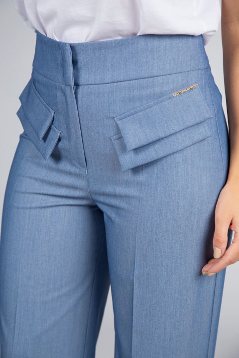 Trousers with double front flap