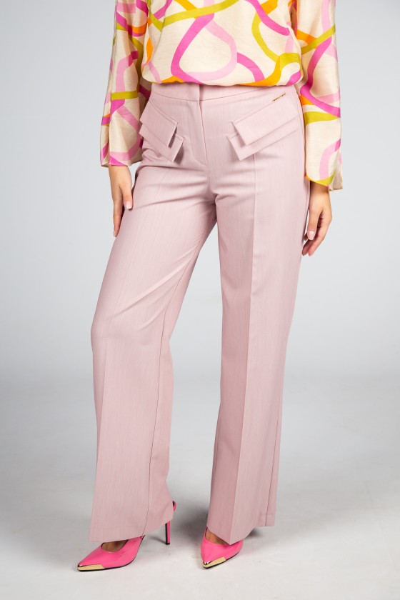 Trousers with double front flap