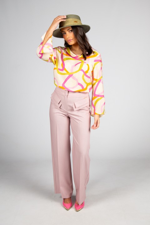 Trousers with double front flap