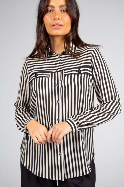 Shirt blouse with stripes