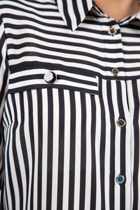 Shirt blouse with stripes