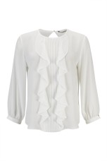 Blouse with cascading ribbed insert