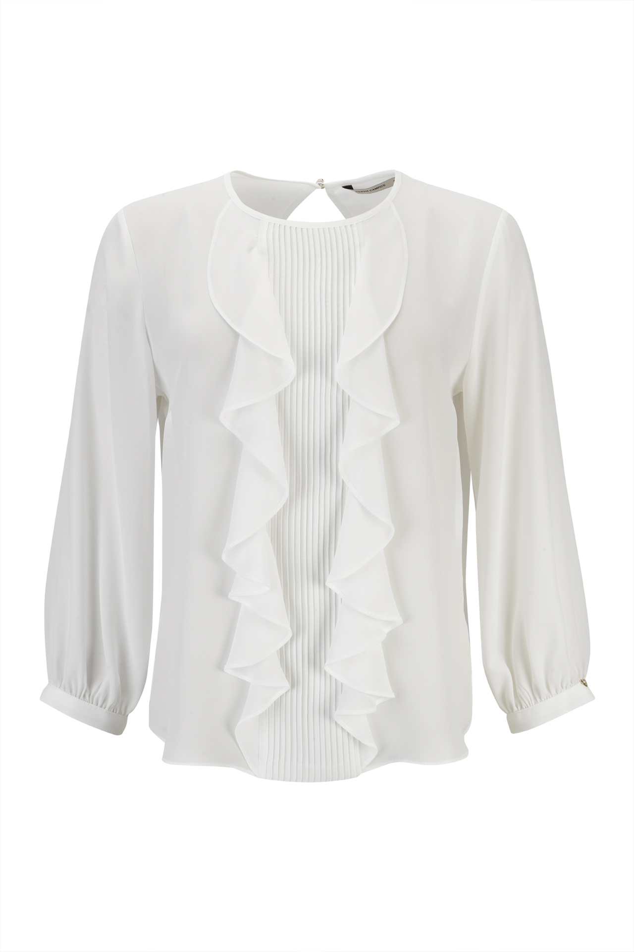 Blouse with cascading ribbed insert