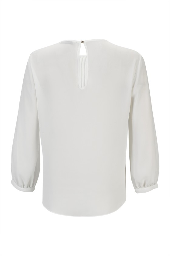 Blouse with cascading ribbed insert