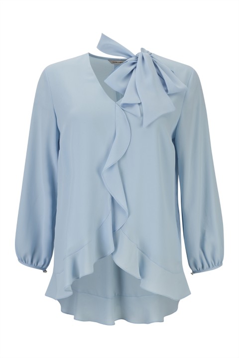Blouse with ruffles and bow