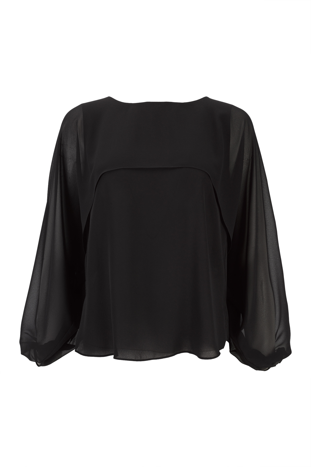 Blouse with cape-effect sleeves