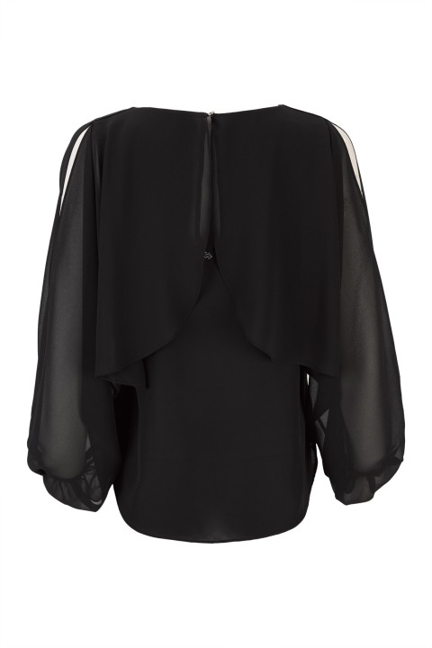 Blouse with cape-effect sleeves