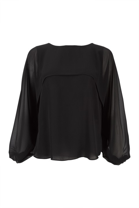 Blouse with cape-effect sleeves