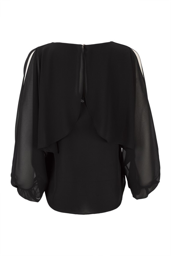 Blouse with cape-effect sleeves