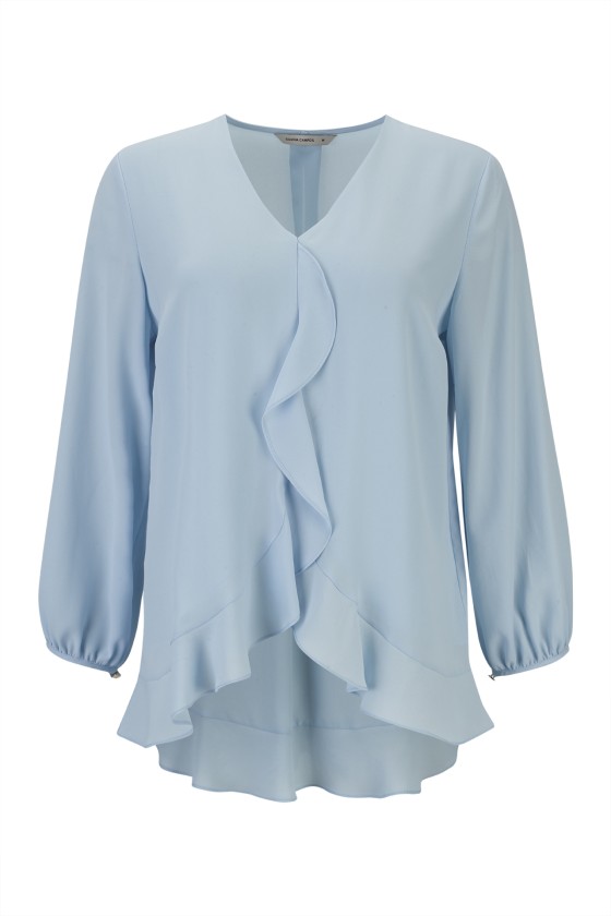 Blouse with ruffles and bow