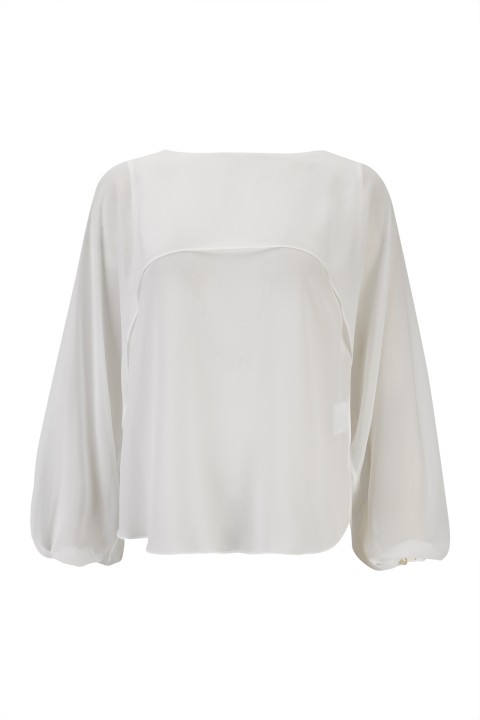 Blouse with cape-effect sleeves Blouse with cape-effect sleeves
