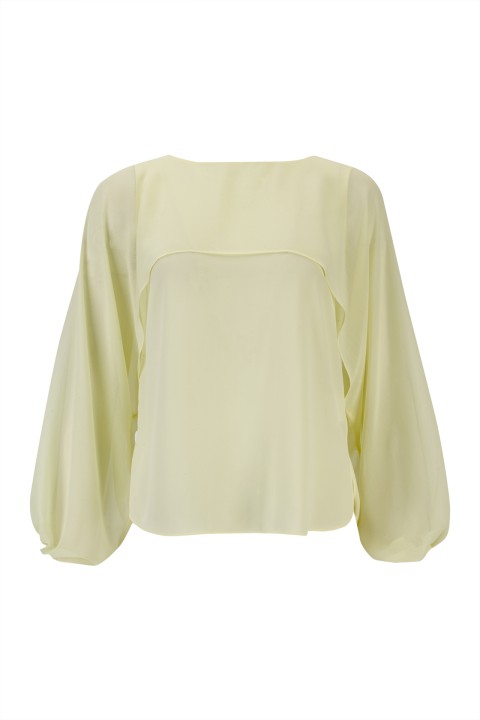 Blouse with cape-effect sleeves