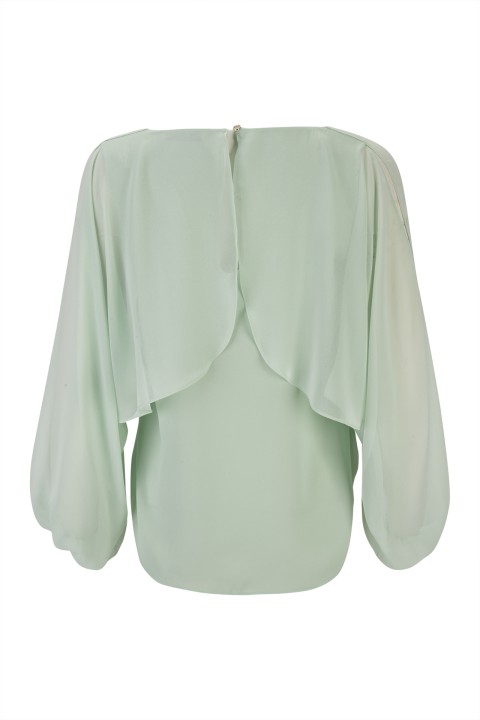 Blouse with cape-effect sleeves