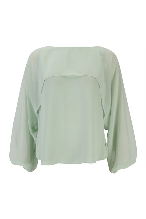 Blouse with cape-effect sleeves