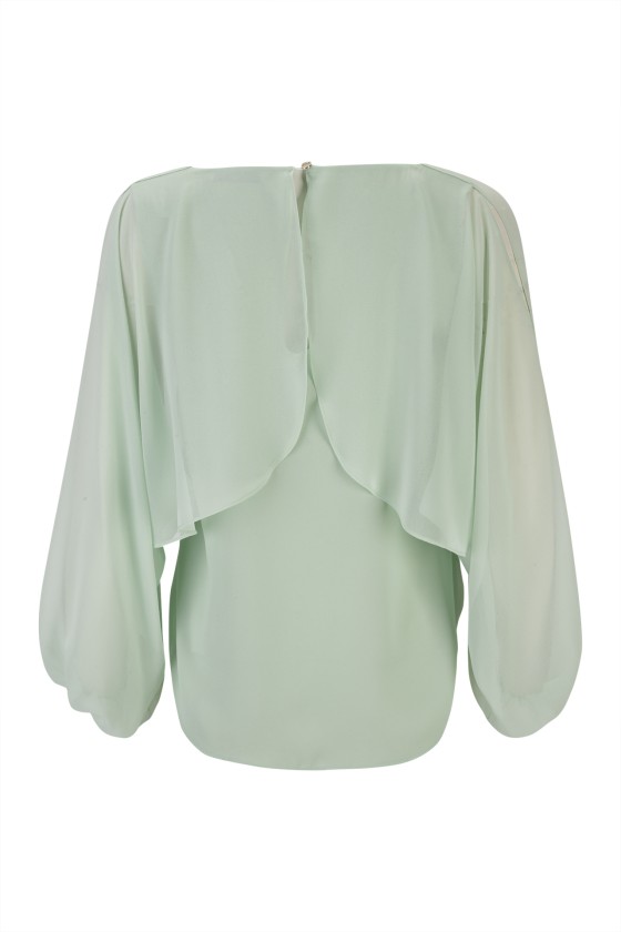 Blouse with cape-effect sleeves