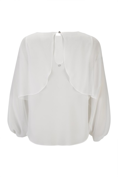 Blouse with cape-effect sleeves Blouse with cape-effect sleeves