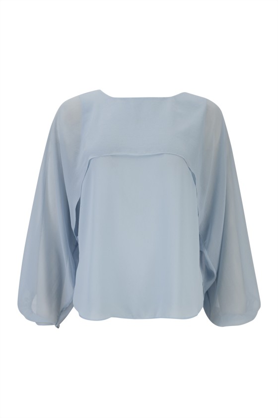 Blouse with cape-effect sleeves