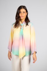 Adjustable ribbon collar blouse