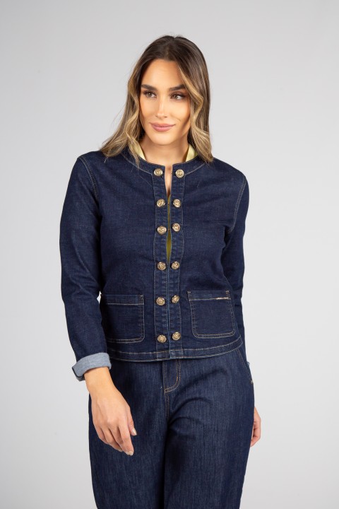 Denim jacket with gold buttons Denim jacket with gold buttons