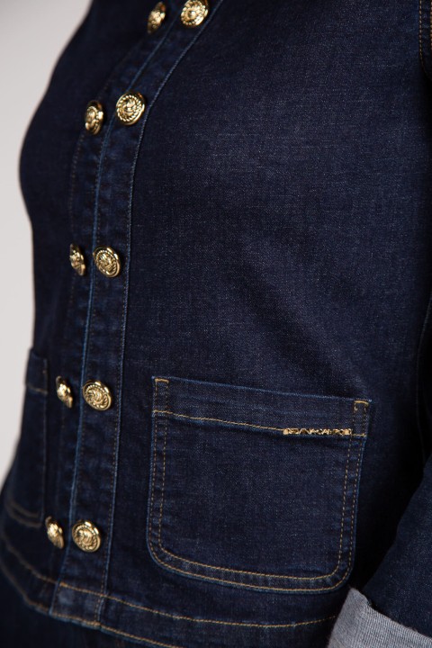 Denim jacket with gold buttons Denim jacket with gold buttons